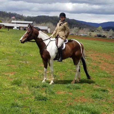 A person riding on the back of a horse.